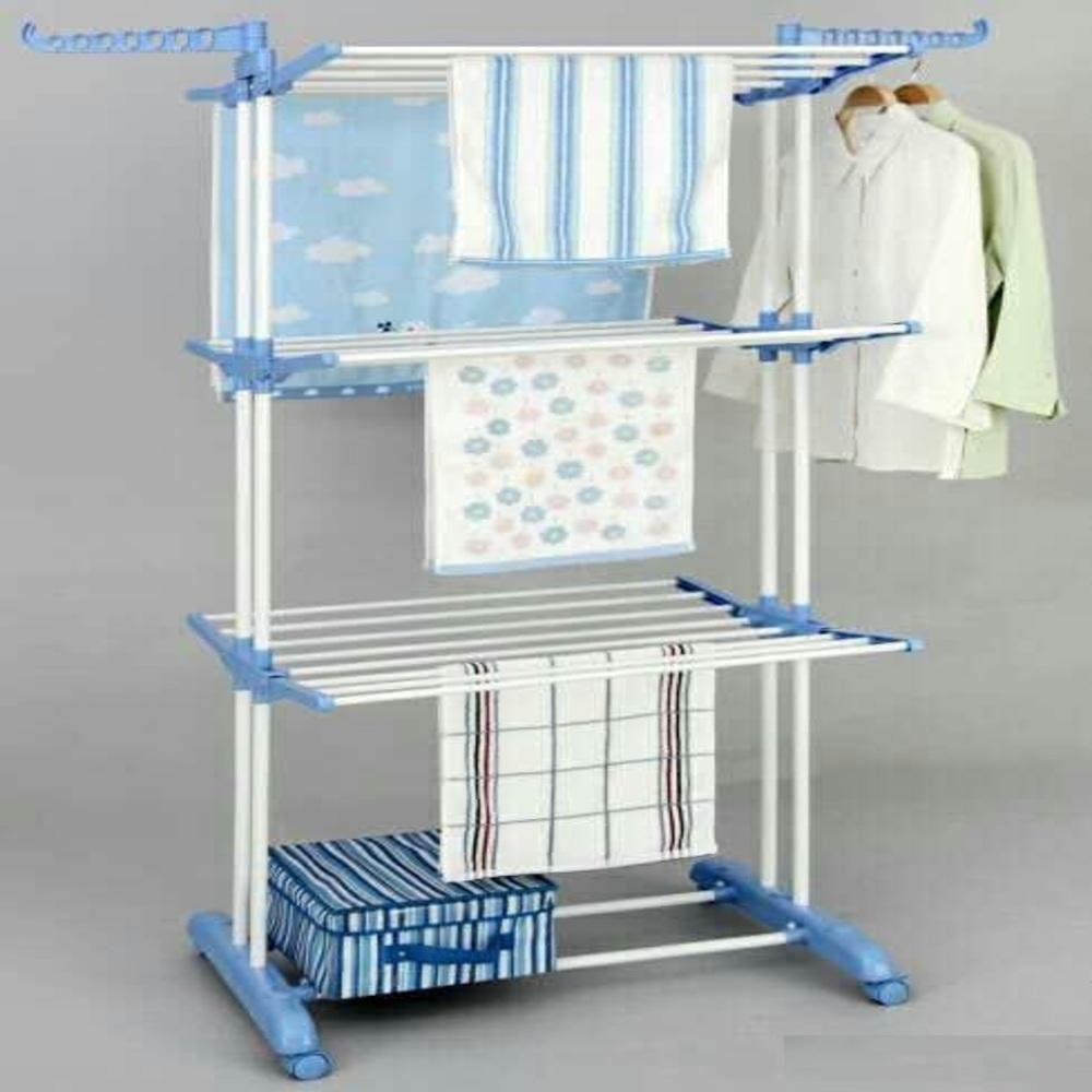 Varal 4 Andares Chao Grande Sapateira Secador Arara Roupas Cabideiro Dobravel Luxo Rodinhas - 6