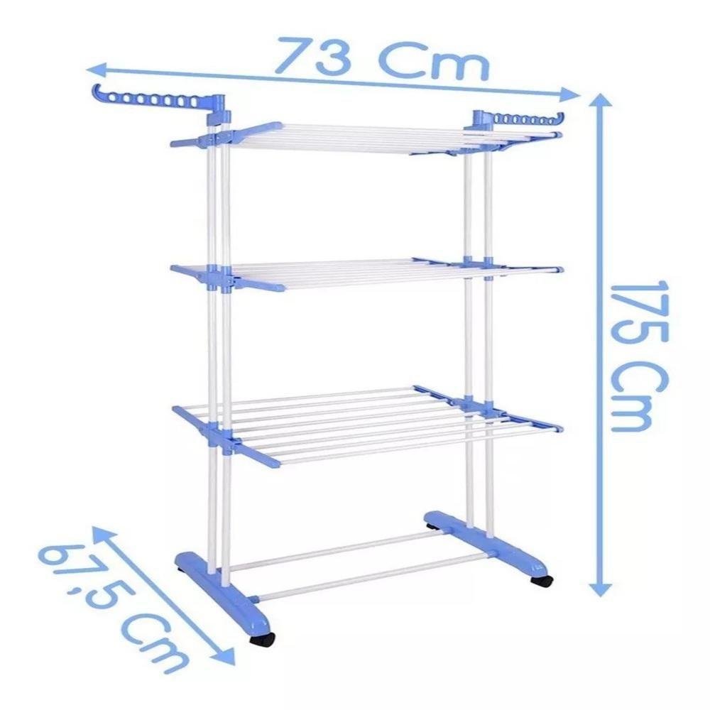 Varal 4 Andares Chao Grande Sapateira Secador Arara Roupas Cabideiro Dobravel Luxo Rodinhas - 7