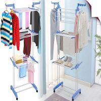 Varal 4 Andares Chao Grande Sapateira Secador Arara Roupas Cabideiro Dobravel Luxo Rodinhas