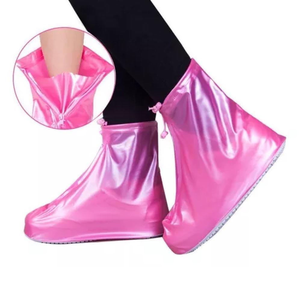 Capa De Chuva Sapato Tenis Moto Protetor Impermeavel Bota Ajustavel Com Ziper Motoqueiro Calcados Trilha Cor:branco;uso: - 4