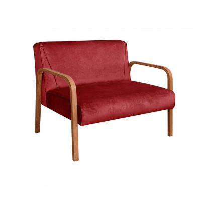 Poltrona Namoradeira Anita Decorativa Braço Madeira Suede Bordô Bella Decor