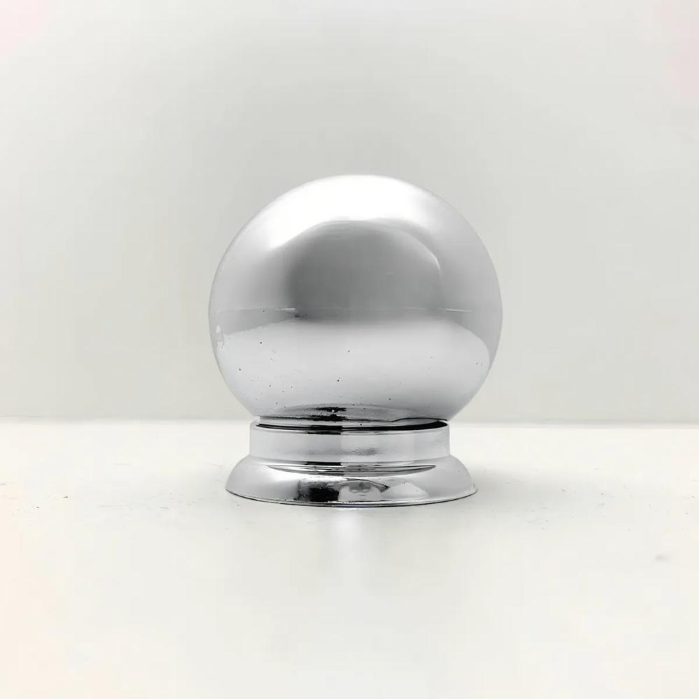 Kit 10 Puxador Moveis Redondo Prata Luxo Gaveta Armario Ponto Bola Furo Unico Parafuso - 5