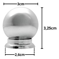 Kit 10 Puxador Moveis Redondo Prata Luxo Gaveta Armario Ponto Bola Furo Unico Parafuso