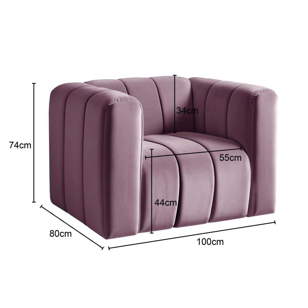 Poltrona Mona Decorativa Confortável Moderna Sala De Estar - Veludo Roxo 380 - 2