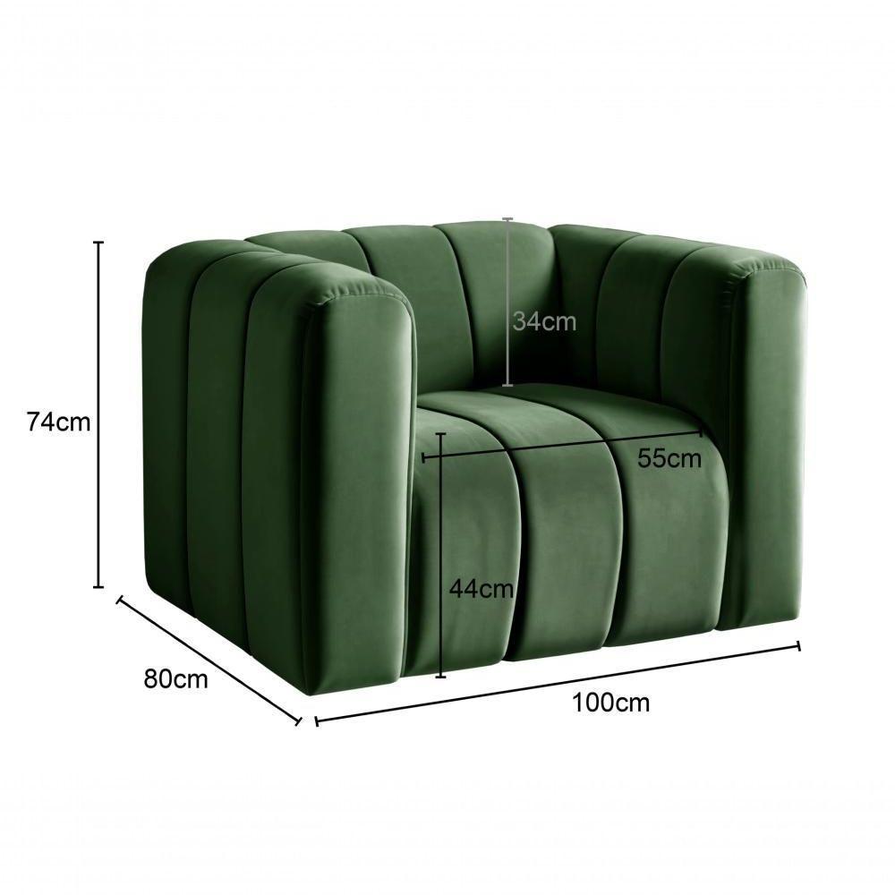 Poltrona Mona Decorativa Confortável Moderna Sala De Estar - Veludo Verde 270 - 2