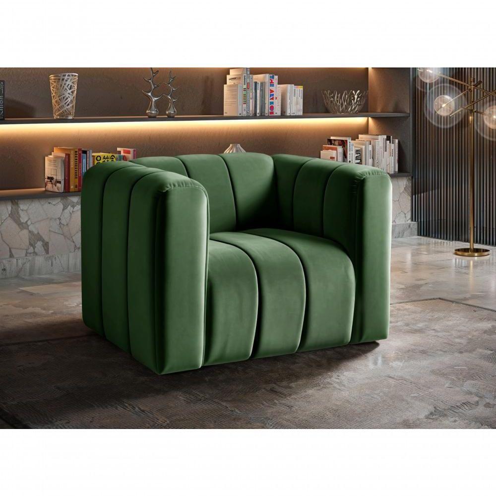 Poltrona Mona Decorativa Confortável Moderna Sala De Estar - Veludo Verde 270 - 3