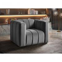 Poltrona Mona Decorativa Confortável Moderna Sala De Estar - Veludo Cinza 220 - 3