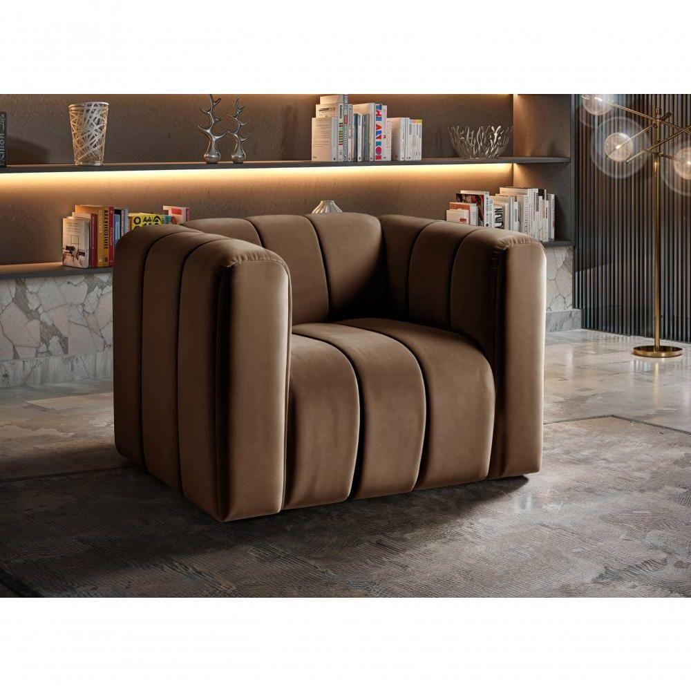Poltrona Mona Decorativa Confortável Moderna Sala De Estar - Veludo Marrom 260 - 3