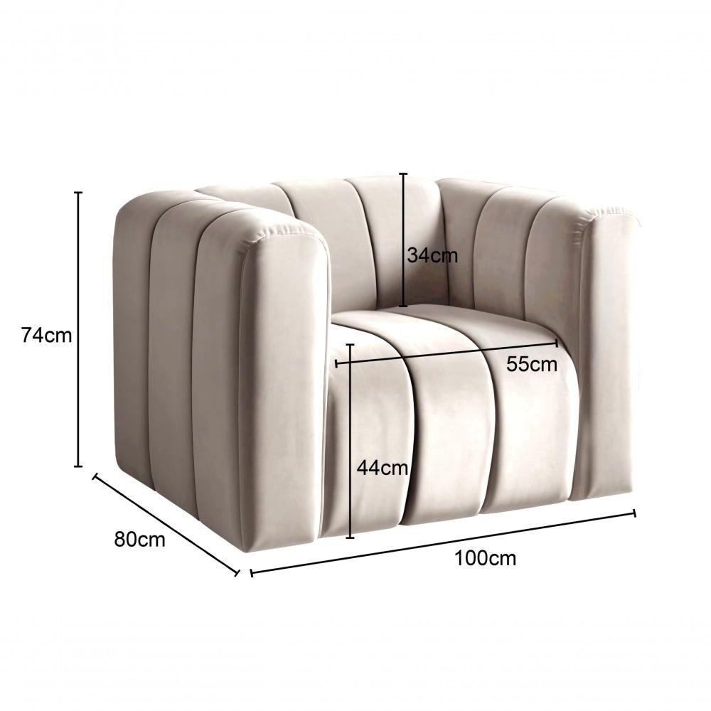 Poltrona Mona Decorativa Confortável Moderna Sala De Estar - Suede Bege 080 - 2