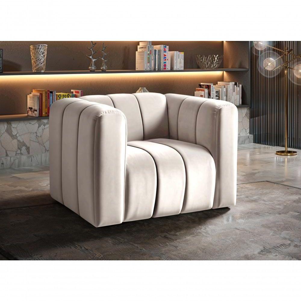 Poltrona Mona Decorativa Confortável Moderna Sala De Estar - Suede Bege 080 - 3