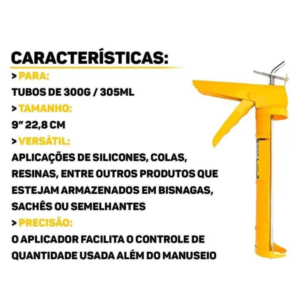 Pistola Silicone Aplicador Profissional Engraxadeira Aco Vedacao Aplicacao Manual Tubo Cola Rejunte Pvc Alta Pressao - 5