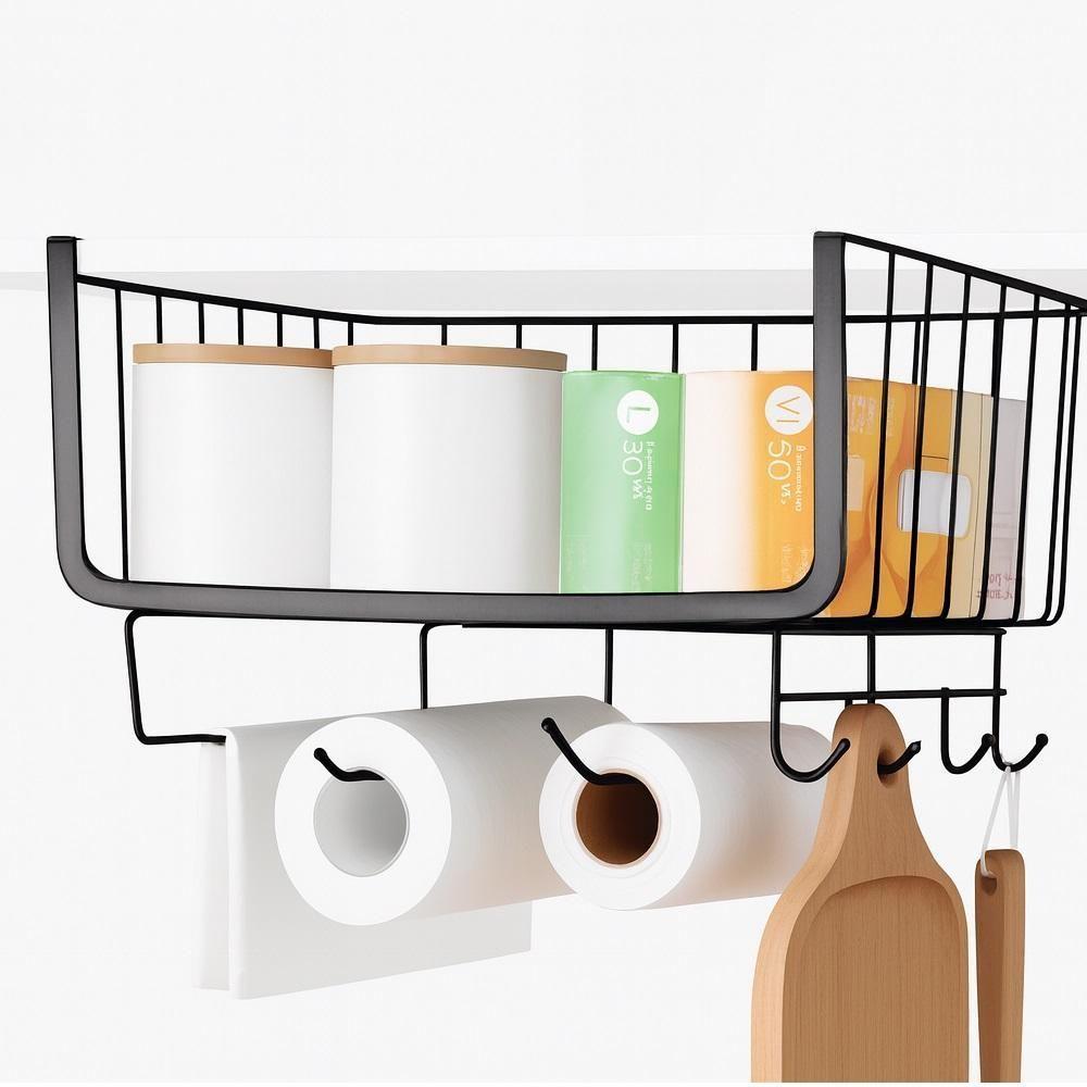 Cesto Organizador Suspenso Prateleira Porta Armario Suporte Bancada Rolo Papel Toalha Gaveta Mesa Cozinha Lavanderia 6 G - 5