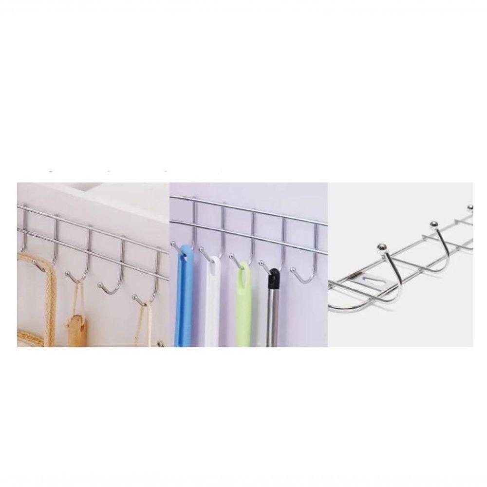 Cabideiro De Parede Grande 10 Ganchos Suporte Multiuso Organizador Guarda Roupa Lavanderia Banheiro Cozinha Pendurar Ute - 5