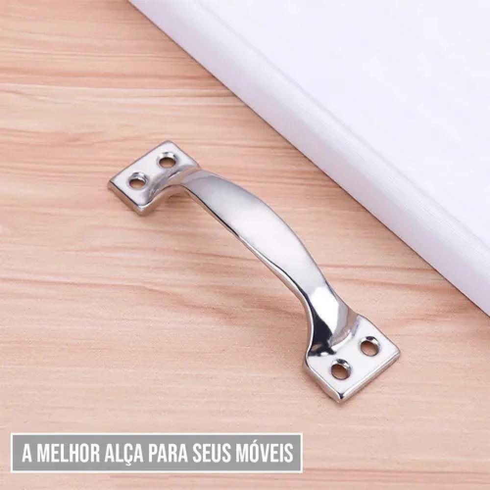 Kit 4 Puxador Inox Porta Gaveta Moveis Mdf Multiuso Clasic Cromado Ergonomico Guarda Roupa - 6