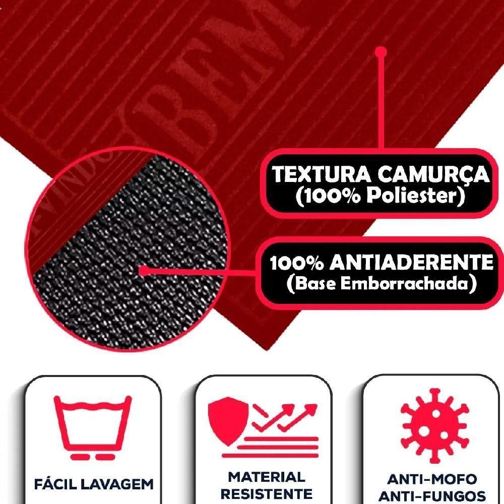 Tapete Porta Entrada Casa Comercio Capacho Veludo Base Antiderrapante Impermeavel Vermelho - 2