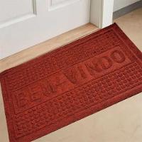 Tapete Porta Entrada Casa Comercio Capacho Veludo Base Antiderrapante Impermeavel Vermelho - 1