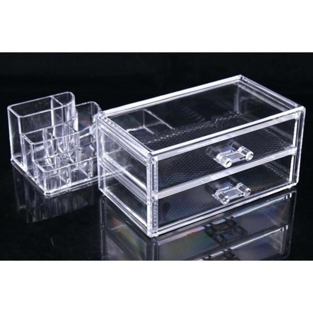 Organizador Porta Maquiagem Acrilico Com 2 Gavetas Maleta Para Cosmeticos Esmaltes Batom Pincel E Joias - 4