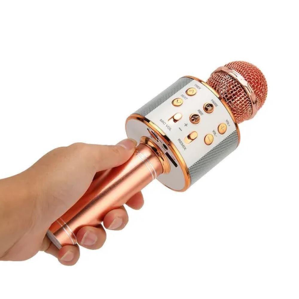 Microfone Karaoke Portatil Cantar Festas Reunioes Brincadeira Caixa De Som Bluetooth Portatil Sem Fio Rose Gold - 5