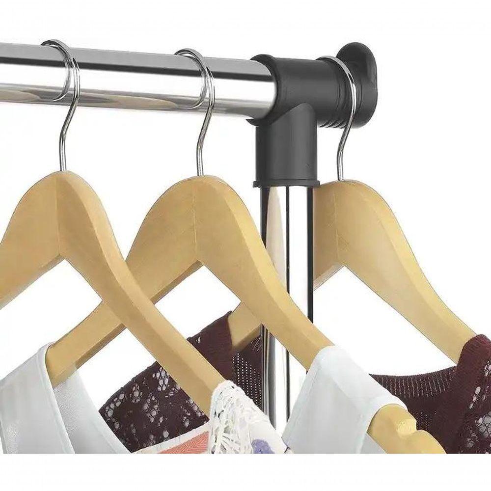 Guarda Roupas Arara Cabideiro Com Sapateira Prateleira Telecospica Ajustavel Inox Rodinhas - 4