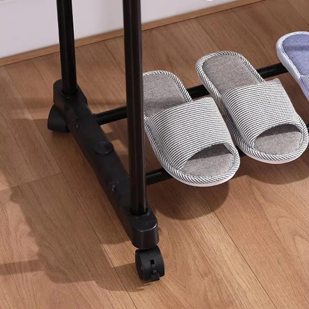 Guarda Roupas Arara Cabideiro Com Sapateira Prateleira Telecospica Ajustavel Inox Rodinhas - 6