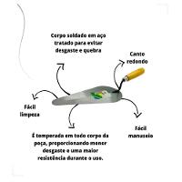 Colher De Pedreiro Canto Oval Profissional Espatula Construcao Jardinagem 8 Polegadas Cabo De Madeira - 3