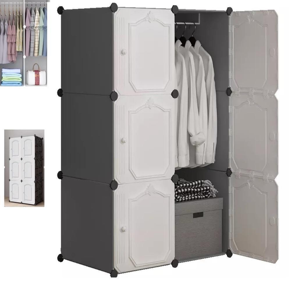 Guarda Roupa Portatil Armario Cabideiro Compacto 6 Portas Arara Organizador Modular Luxo - 1