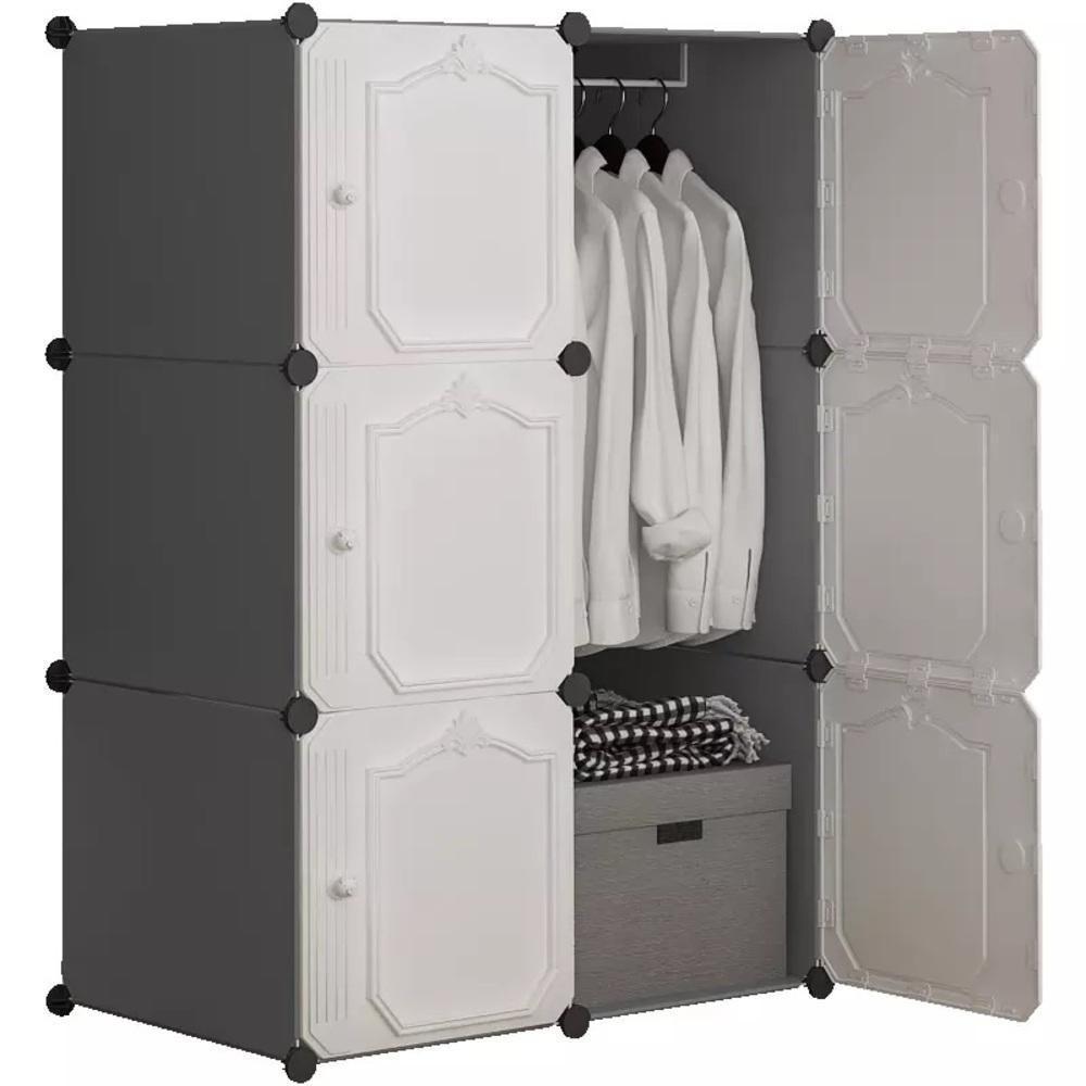 Guarda Roupa Portatil Armario Cabideiro Compacto 6 Portas Arara Organizador Modular Luxo - 2