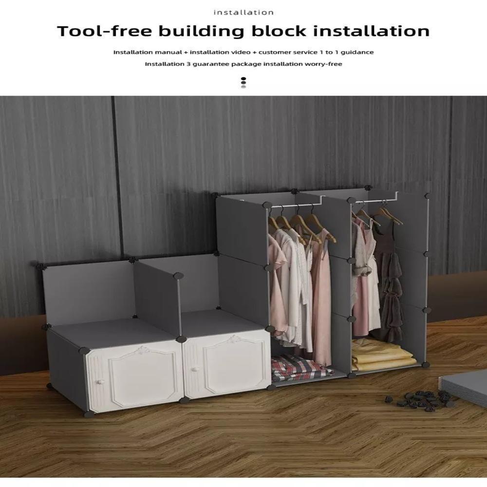 Guarda Roupa Portatil Armario Cabideiro Compacto 6 Portas Arara Organizador Modular Luxo - 4