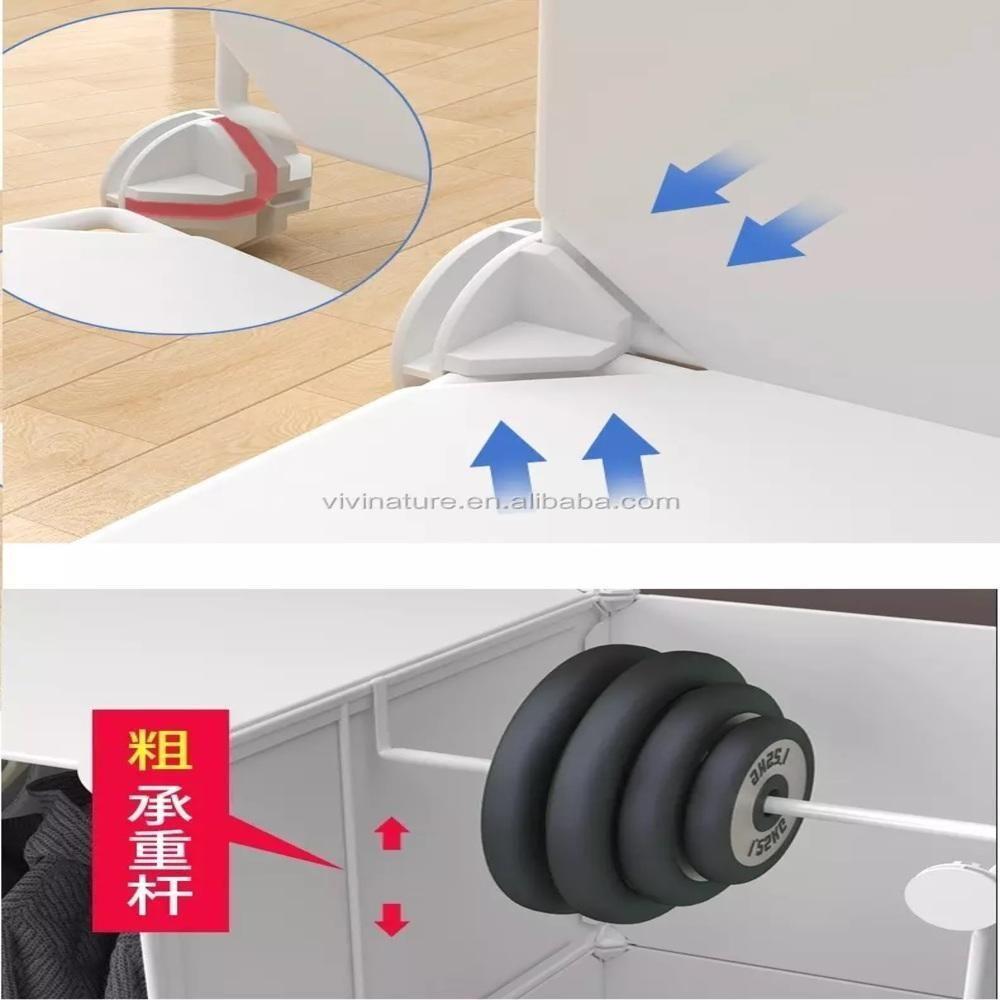 Guarda Roupa Portatil Armario Cabideiro Compacto 6 Portas Arara Organizador Modular Luxo - 5