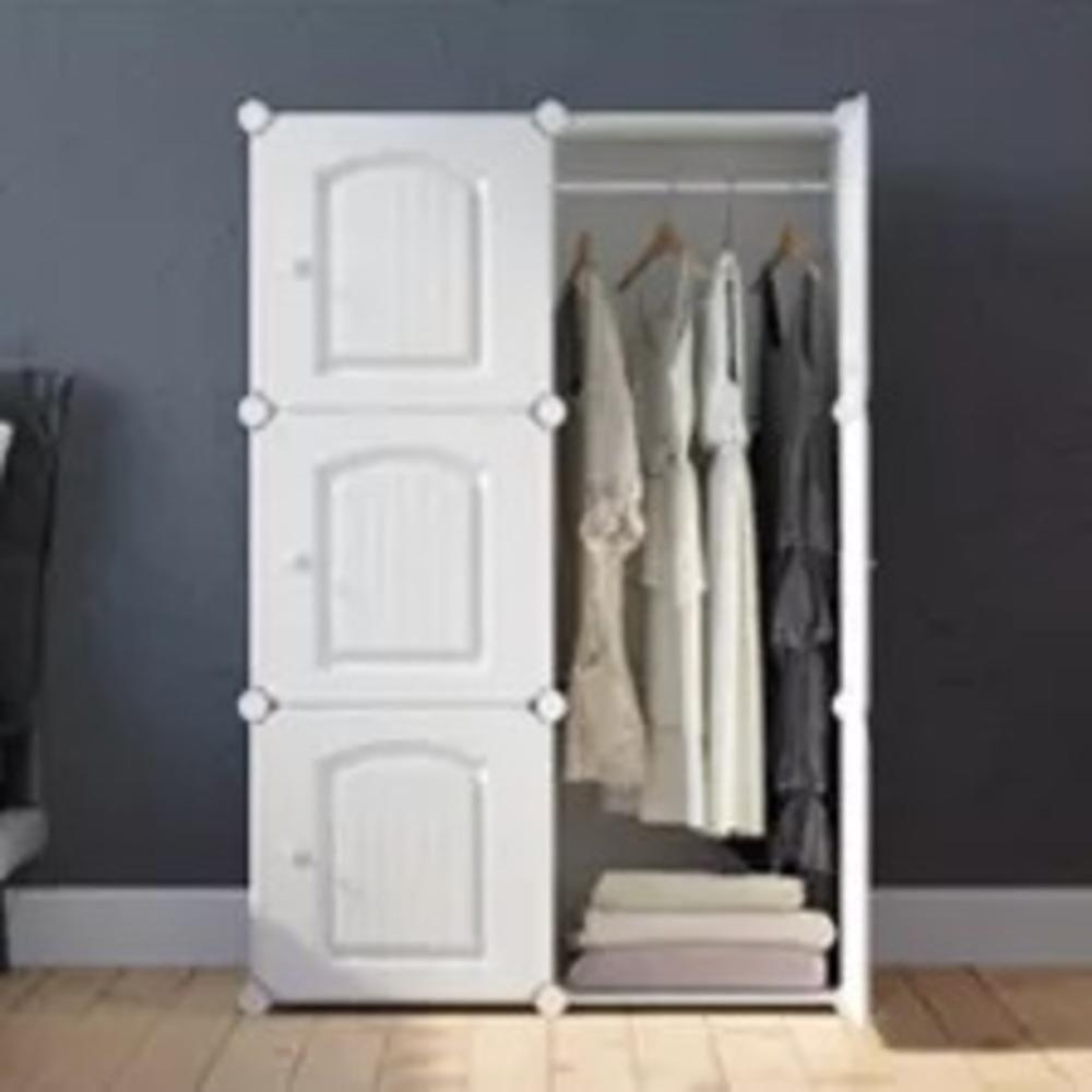 Guarda Roupa Portatil Armario Cabideiro Compacto 6 Portas Arara Organizador Modular Luxo - 6