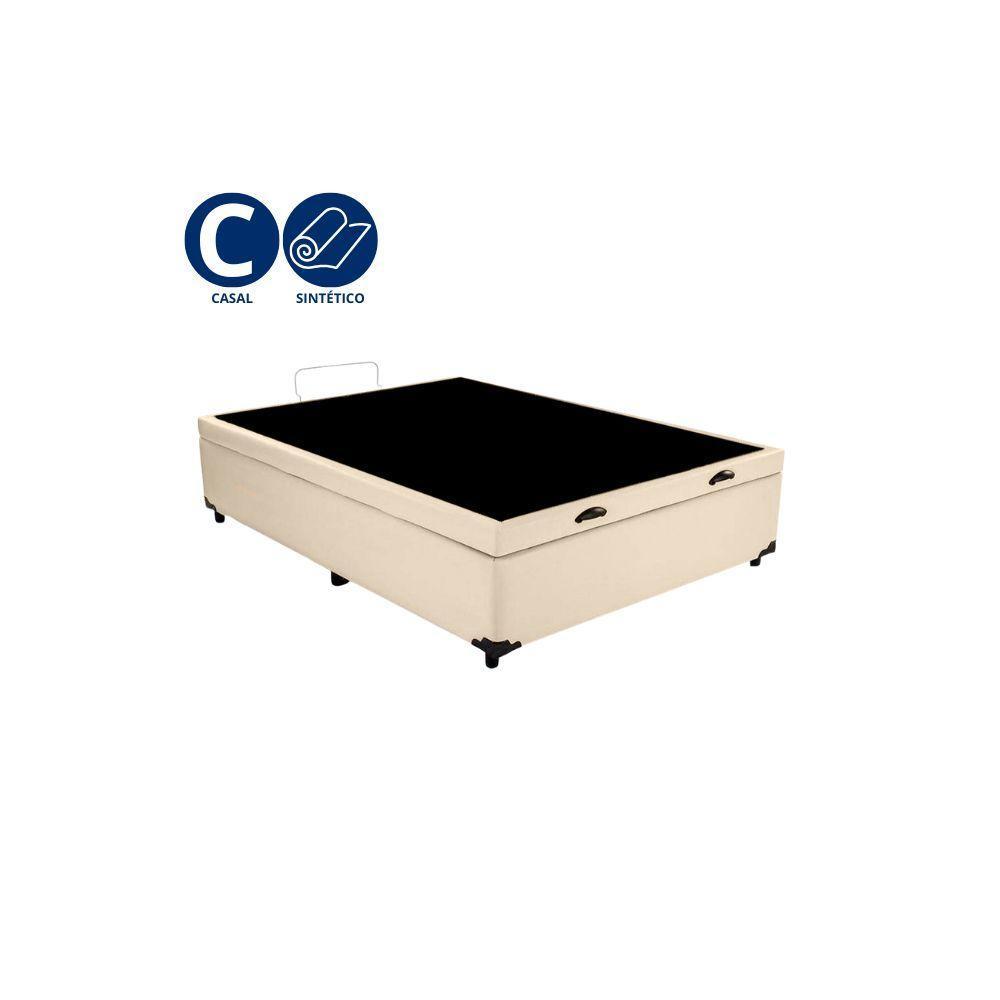 Cama Box Baú Casal Whc Sintético Bege 138x188x42 - 2
