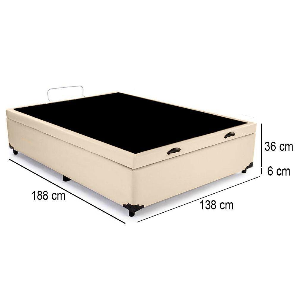Cama Box Baú Casal Whc Sintético Bege 138x188x42 - 3