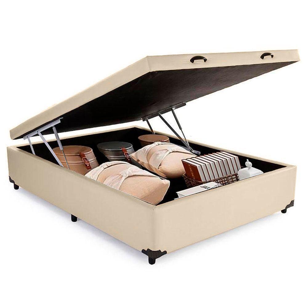 Cama Box Baú Casal Whc Sintético Bege 138x188x42 - 4