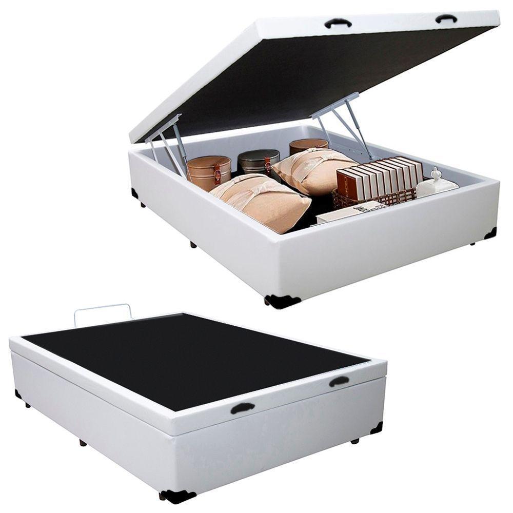 Cama Box Baú Casal Whc Sintético Branco 138x188x42 - 1
