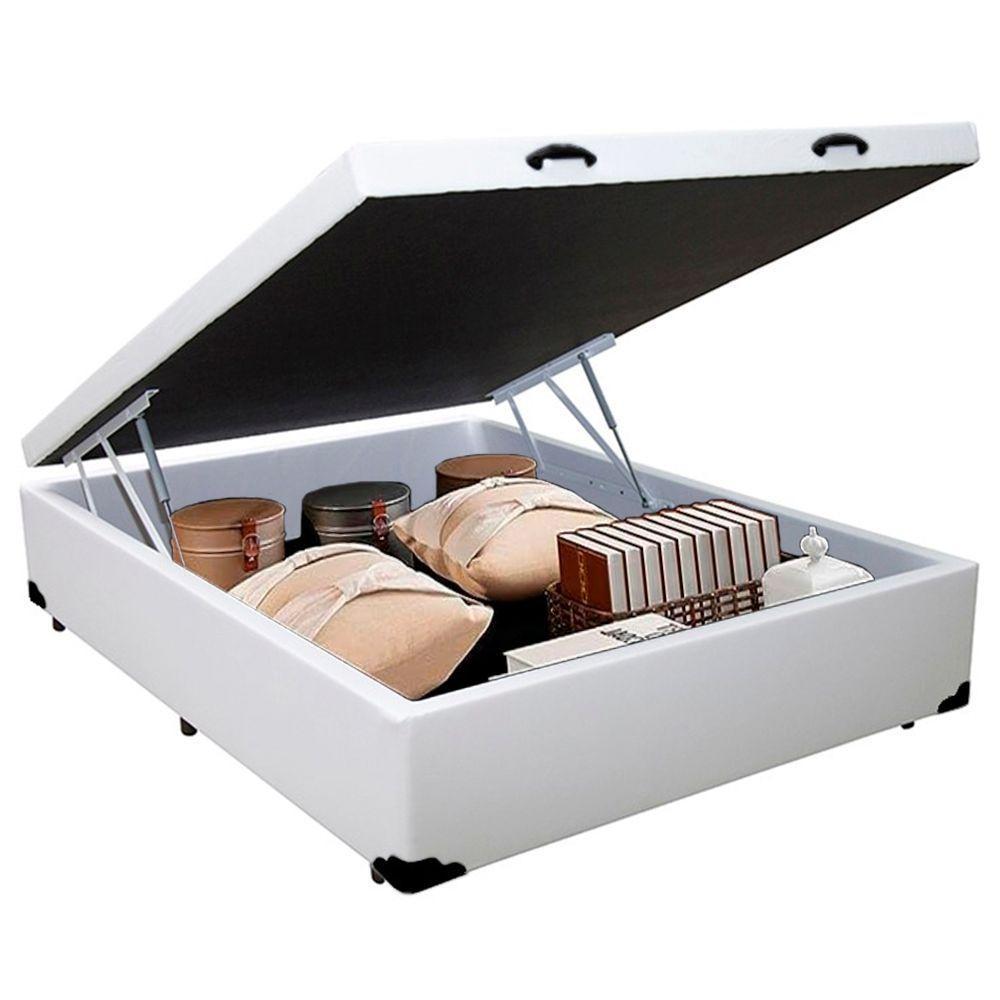 Cama Box Baú Casal Whc Sintético Branco 138x188x42 - 4