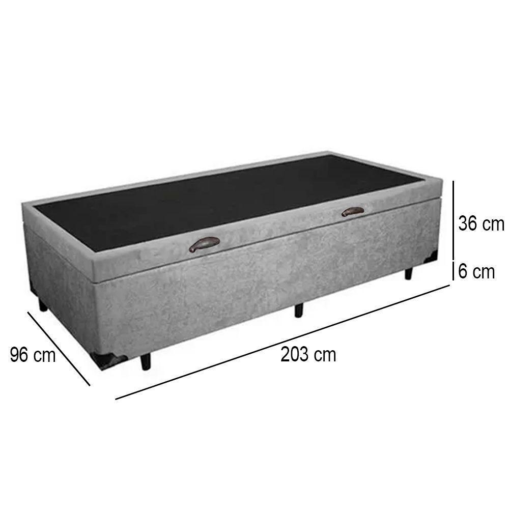 Cama Box Baú Solteirão Whc Suede Cinza 96x203x42 - 3