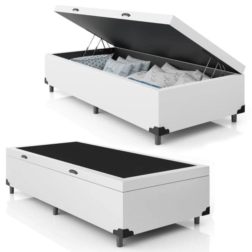 Cama Box Baú Solteirão Whc Sintético Branco 96x203x42 - 1