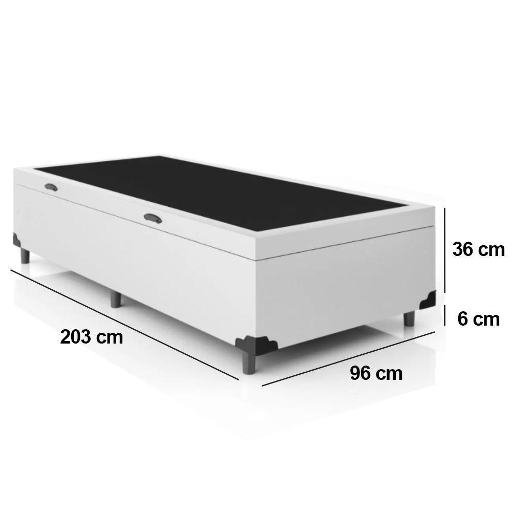 Cama Box Baú Solteirão Whc Sintético Branco 96x203x42 - 3