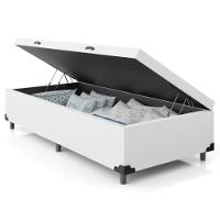 Cama Box Baú Solteirão Whc Sintético Branco 96x203x42