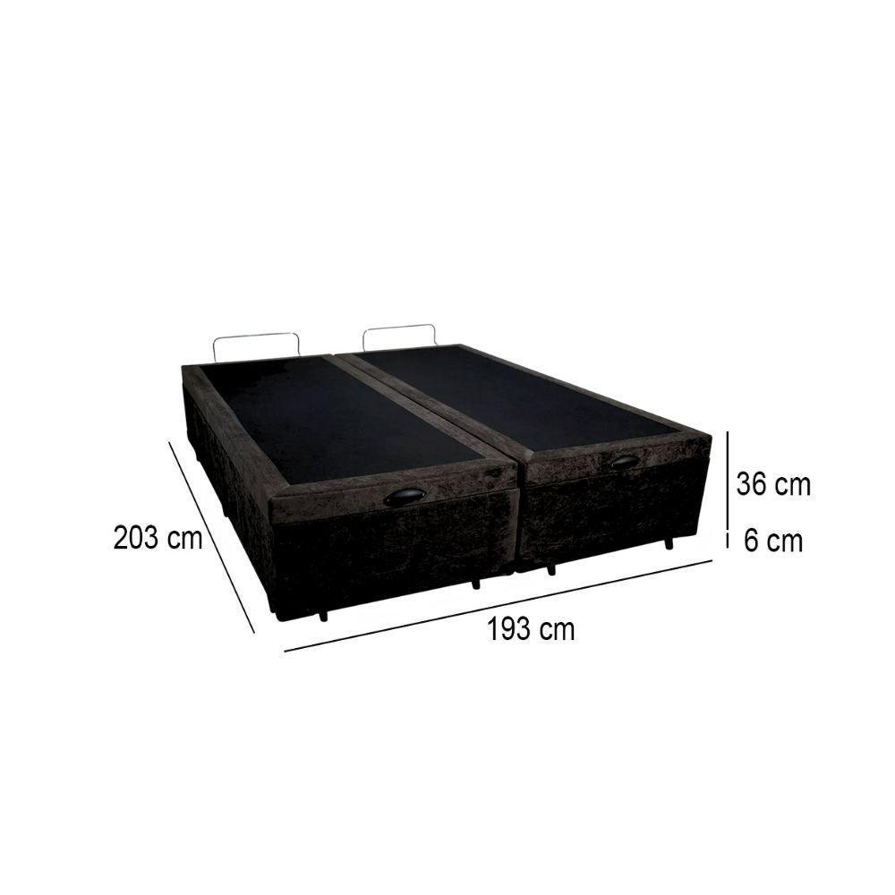 Cama Box Baú King Bipartido Whc Suede Preto 193x203x42 - 5