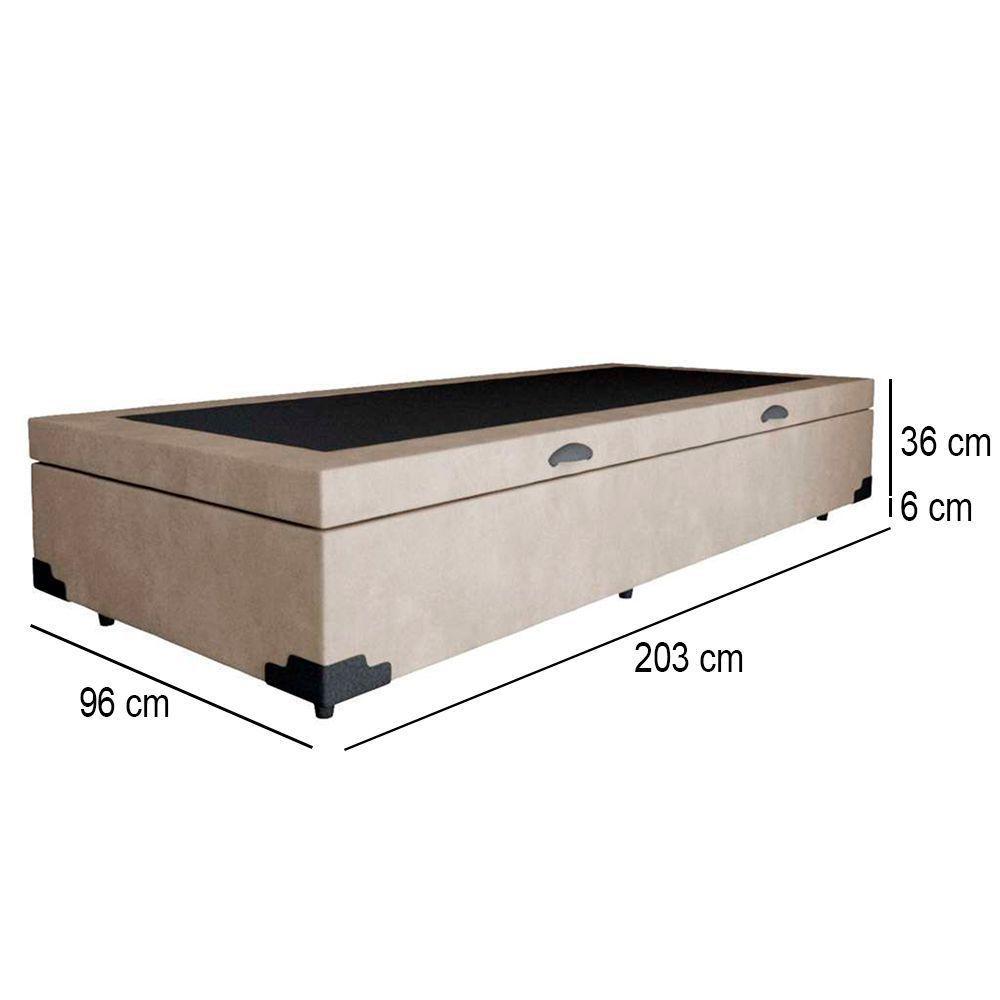 Cama Box Baú Solteirão Whc Suede Bege 96x203x42 - 2
