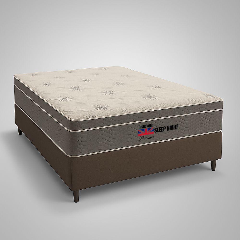Cama Box Casal Suede + Colchão Molas Ensacadas Sleepnight 138x188x67 Marrom - 5