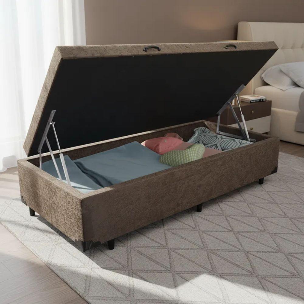 Cama Box Baú Solteiro Whc Suede Marrom 88x188x42 - 3