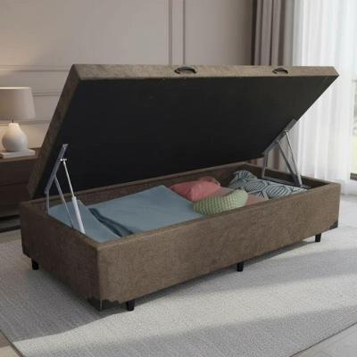 Cama Box Baú Solteiro Whc Suede Marrom 88x188x42