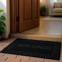Tapete Entrada Macio Antiderrapante Bem Vindo Decorativo Casa Escritorio Pvc Luxo Preto