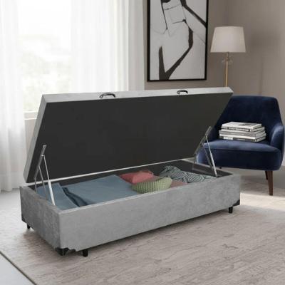 Cama Box Baú Solteiro Whc Suede Cinza 88x188x42