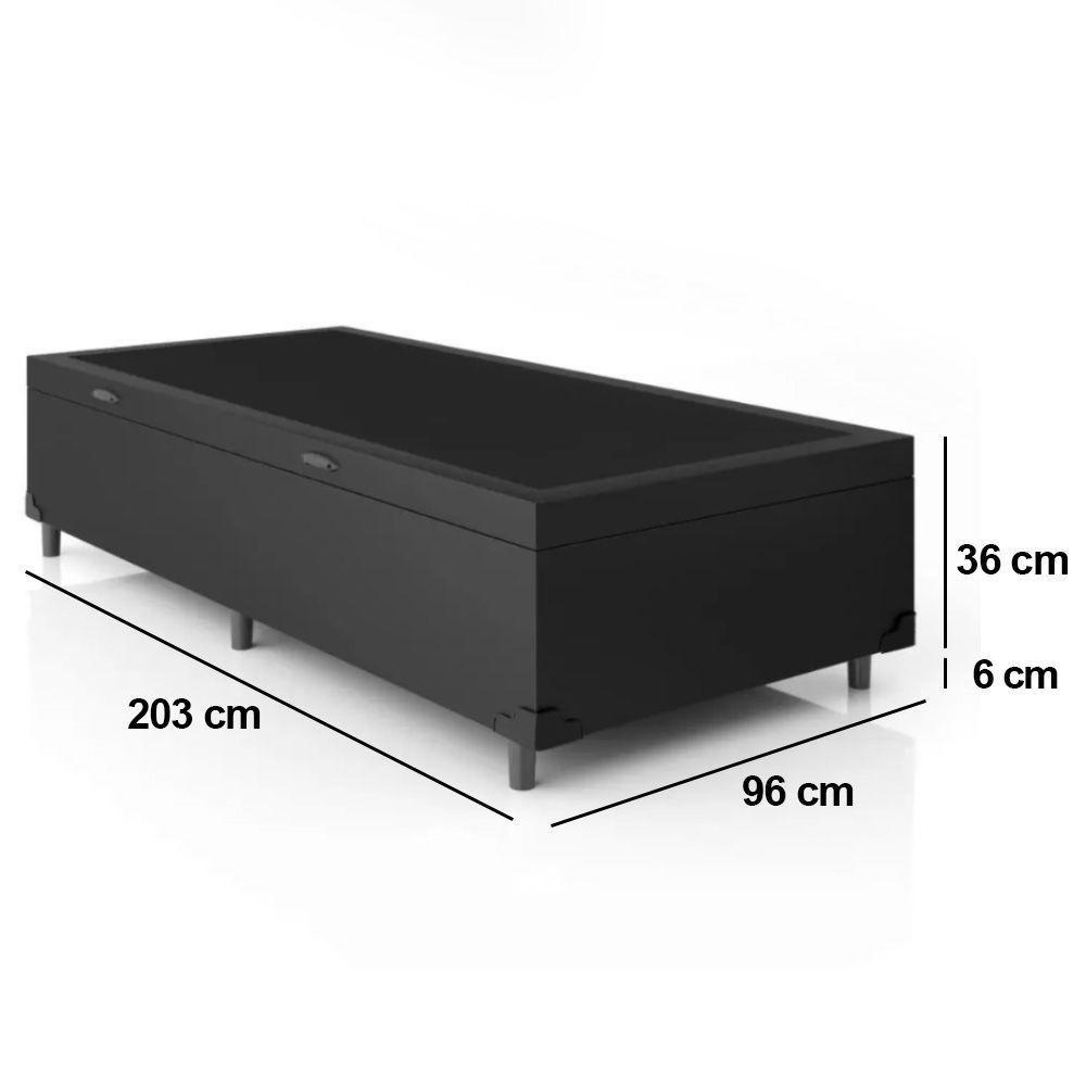 Cama Box Baú Solteirão Whc Sintético Preto 96x203x42 - 3