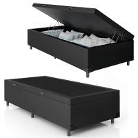 Cama Box Baú Solteirão Whc Sintético Preto 96x203x42 - 1