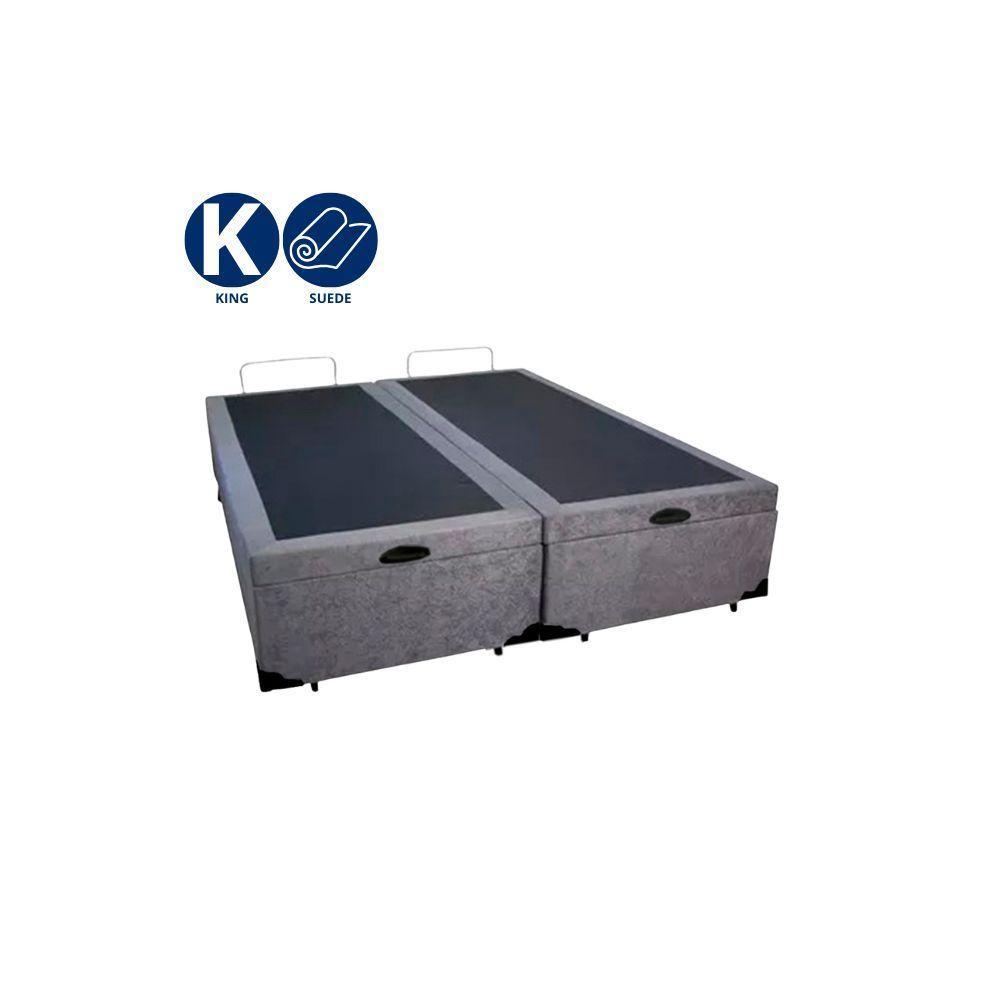Cama Box Baú King Bipartido Whc Suede Cinza 193x203x42 - 2