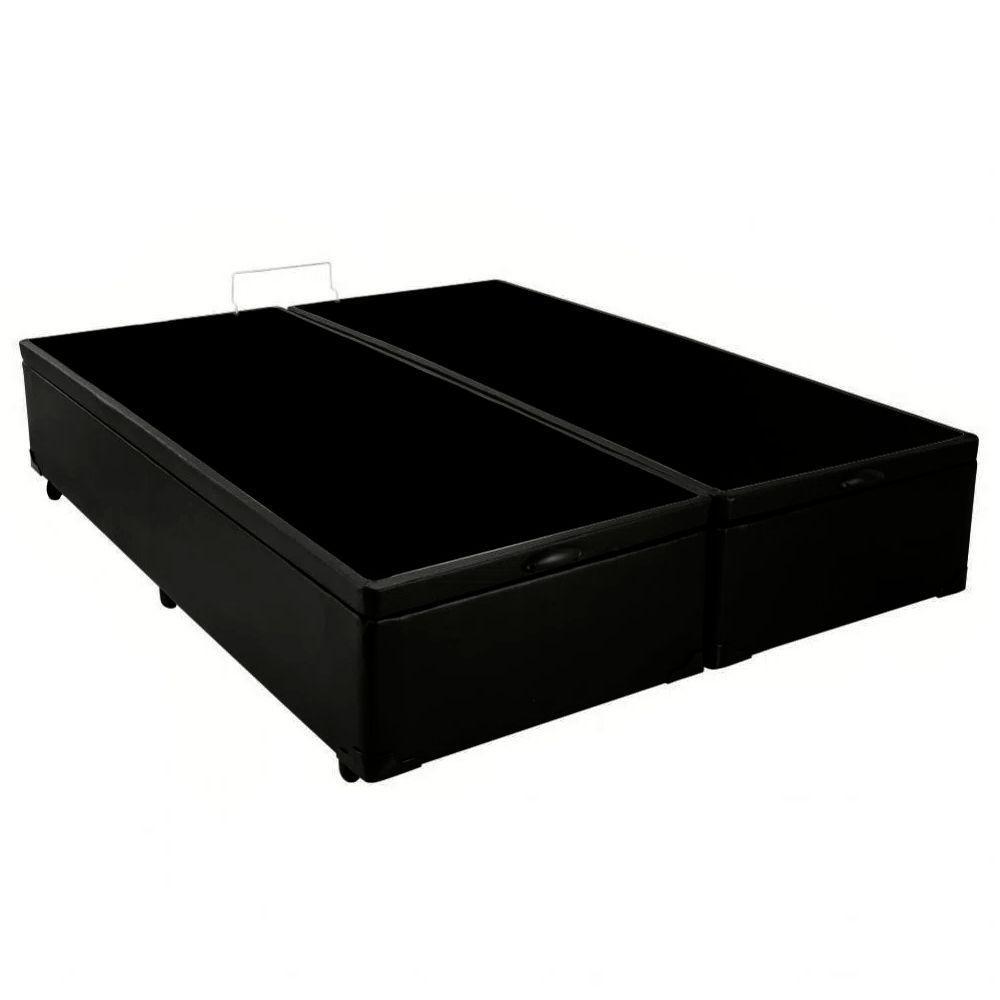Cama Box Baú King Bipartido Whc Sintético Preto 193x203x42 - 3